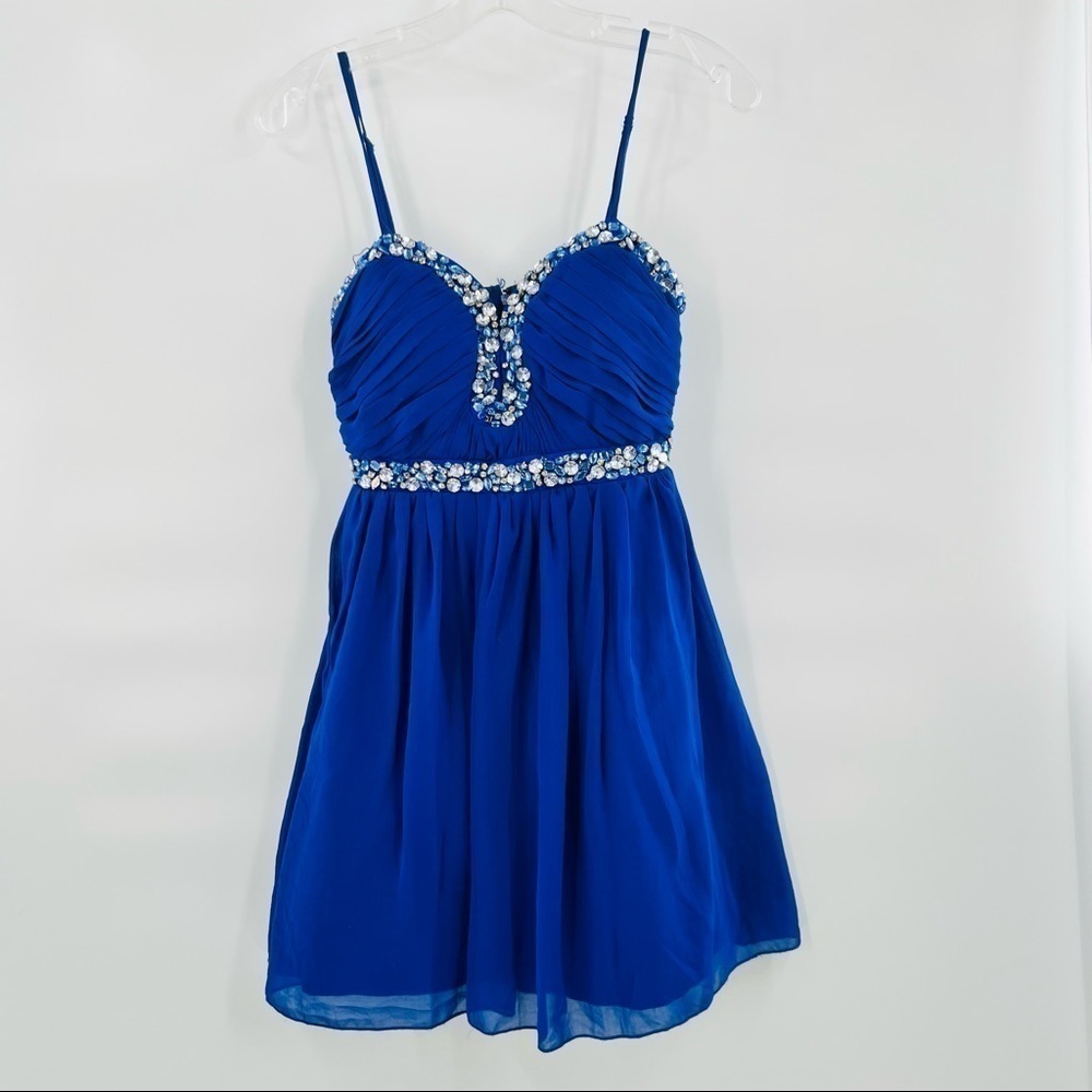 Deb blue embellished short dress size 5